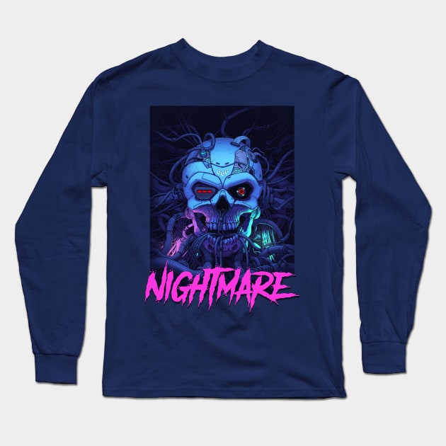 Nightmare Skull In Wires Long Sleeve T-Shirt by KAENKODI